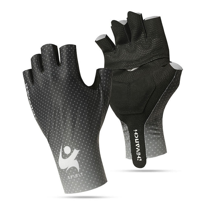Guanti da ciclismo sportivi in seta di ghiaccio antiscivolo a mezze dita - Nero - XL - image 0