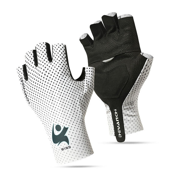 Guanti da ciclismo sportivi in seta di ghiaccio antiscivolo a mezze dita - Bianco - XL - image 9