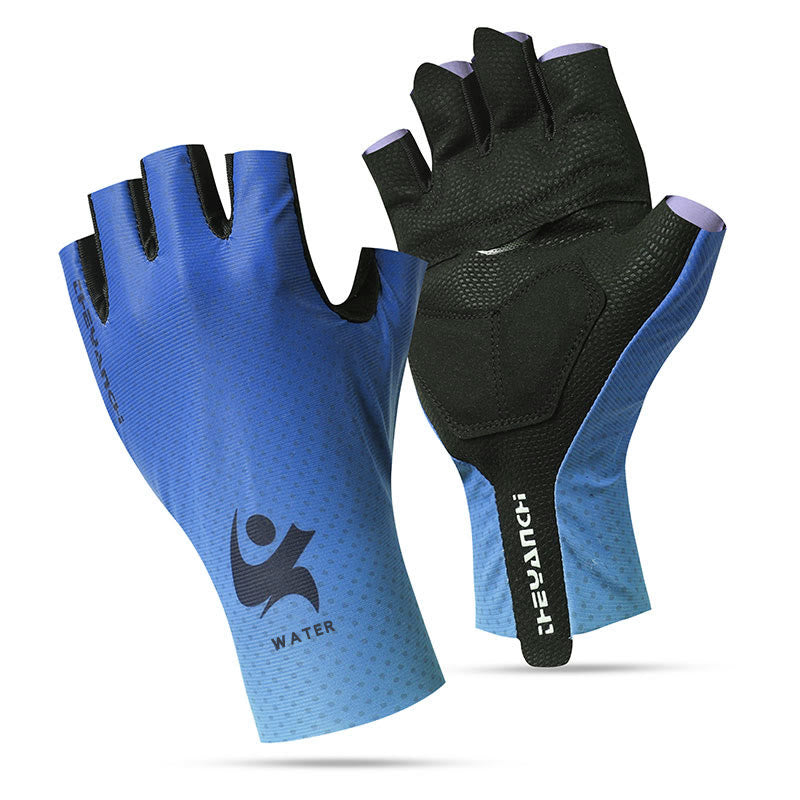 Guanti da ciclismo sportivi in seta di ghiaccio antiscivolo a mezze dita - Blu - XL - image 7