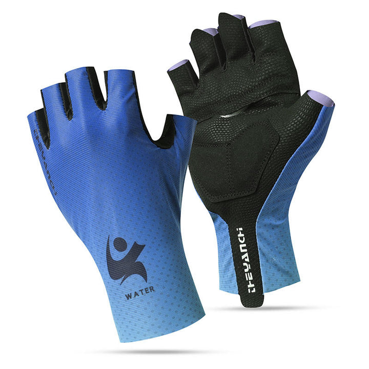 Guanti da ciclismo sportivi in seta di ghiaccio antiscivolo a mezze dita - Blu - XL - image 7