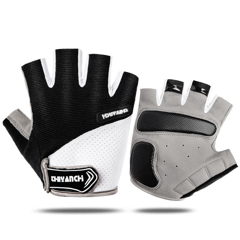 Guanti da ciclismo unisex antiscivolo a mezze dita - Nero - XL - image 0