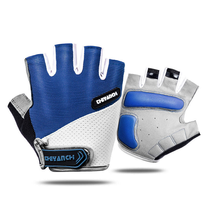 Guanti da ciclismo unisex antiscivolo a mezze dita - Blu - XL - image 9