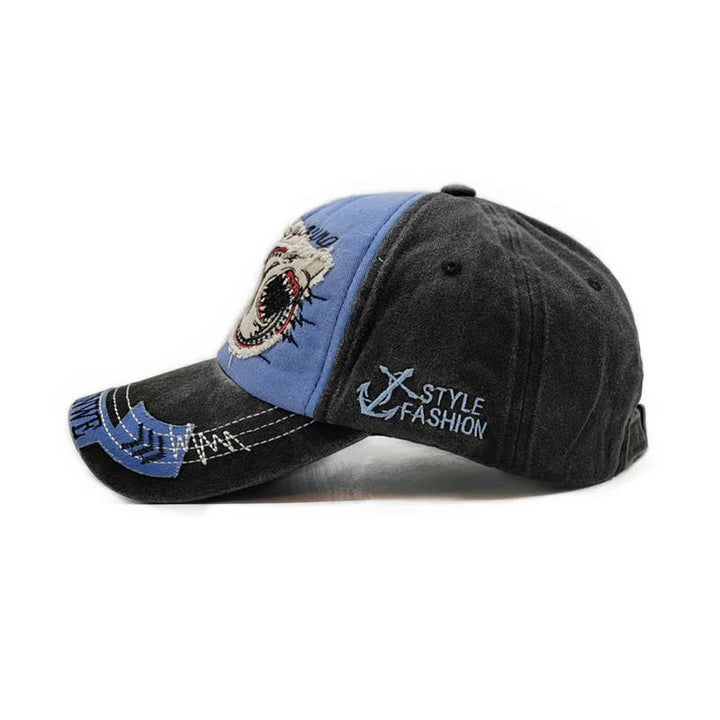 Cappellino da baseball con bordo sfrangiato e ricamato con squalo - image 14