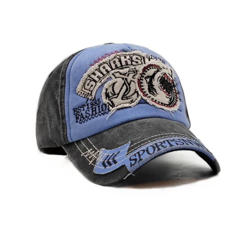 Cappellino da baseball con bordo sfrangiato e ricamato con squalo - image 15