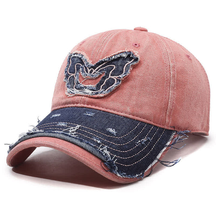 Cappellino da baseball lavato con ricamo a farfalla e colori abbinati retrò - Rosa - Regolabile (22"-23 5/8") - image 5