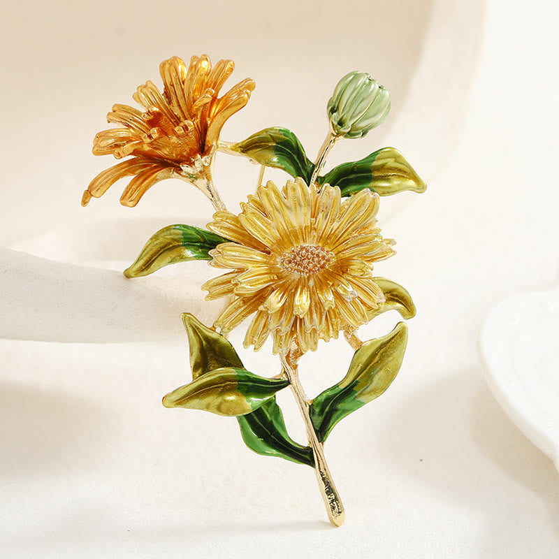 Spilla smaltata con bouquet di margherite da donna - Giallo - image 0