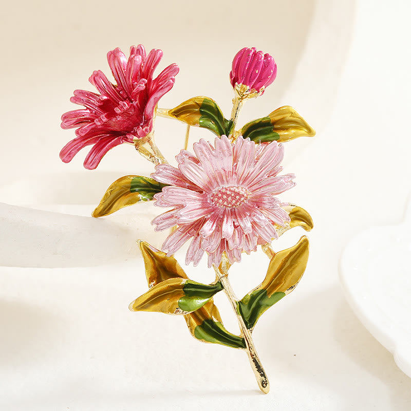 Spilla smaltata con bouquet di margherite da donna - Rosa - image 5