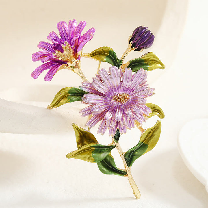 Spilla smaltata con bouquet di margherite da donna - Viola - image 4