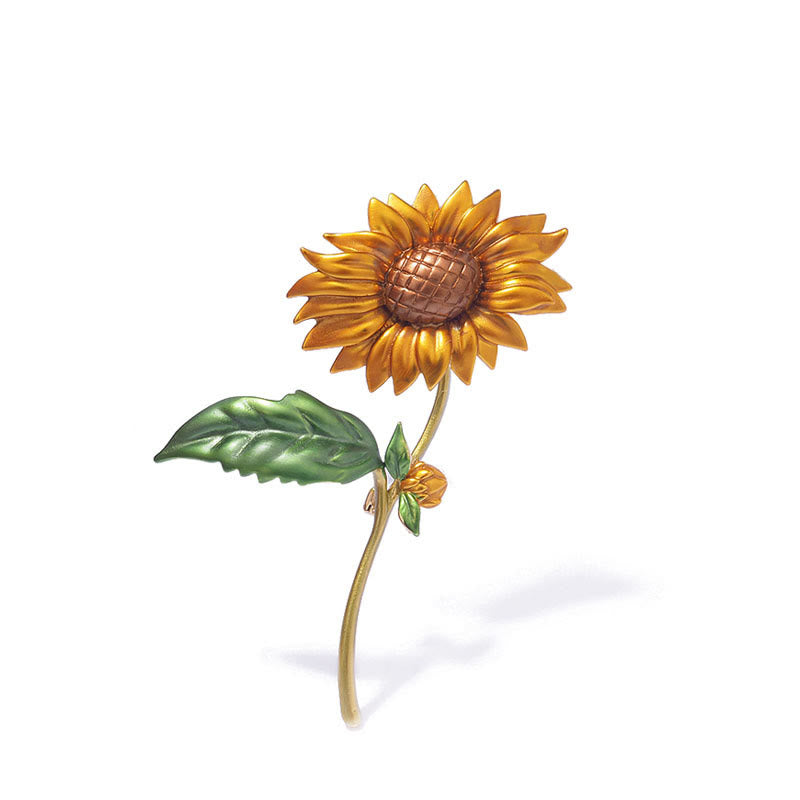 Spilla smaltata a forma di girasole estivo da donna - image 1