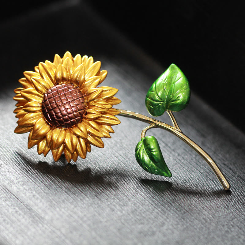 Spilla smaltata a forma di girasole da donna - Girasole - image 0