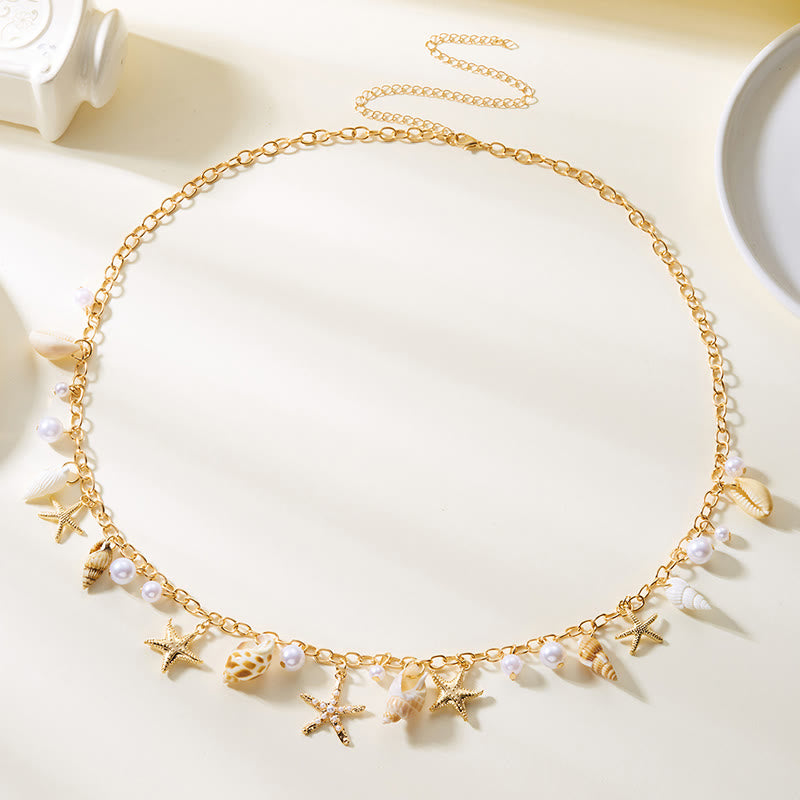 Catena da vita con perle finte, stile bohémien, a forma di stella marina estiva da donna - image 2