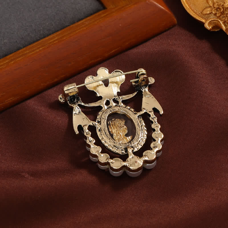 Spilla di perle vintage da donna in stile Lady Face Court - image 2
