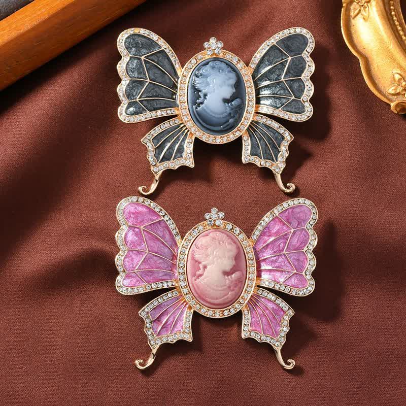 Spilla da donna con cammeo a forma di farfalla in stile vittoriano antico - image 1