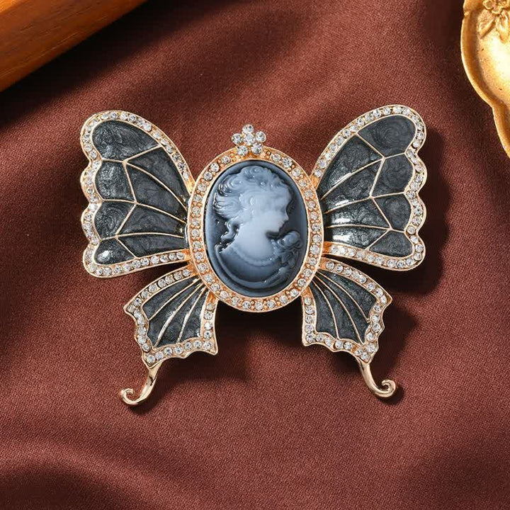 Spilla da donna con cammeo a forma di farfalla in stile vittoriano antico - Grigio - image 0