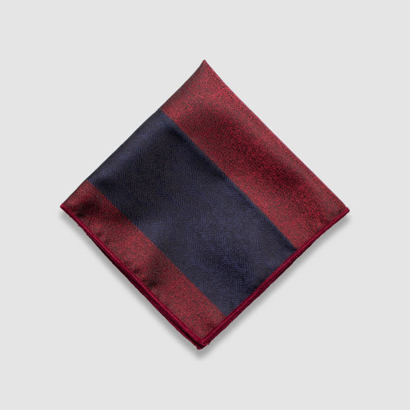 Fazzoletto da taschino a righe spesse con colori a contrasto da uomo - Borgogna e blu navy - image 1