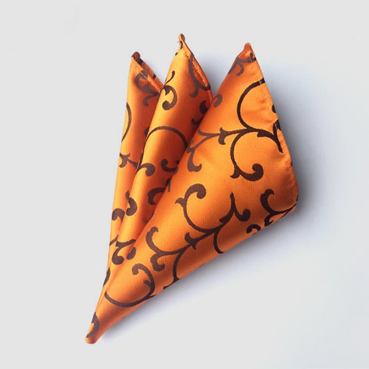 Fazzoletto da taschino da uomo con fiori Paisley colorati - Arancione scuro - image 16