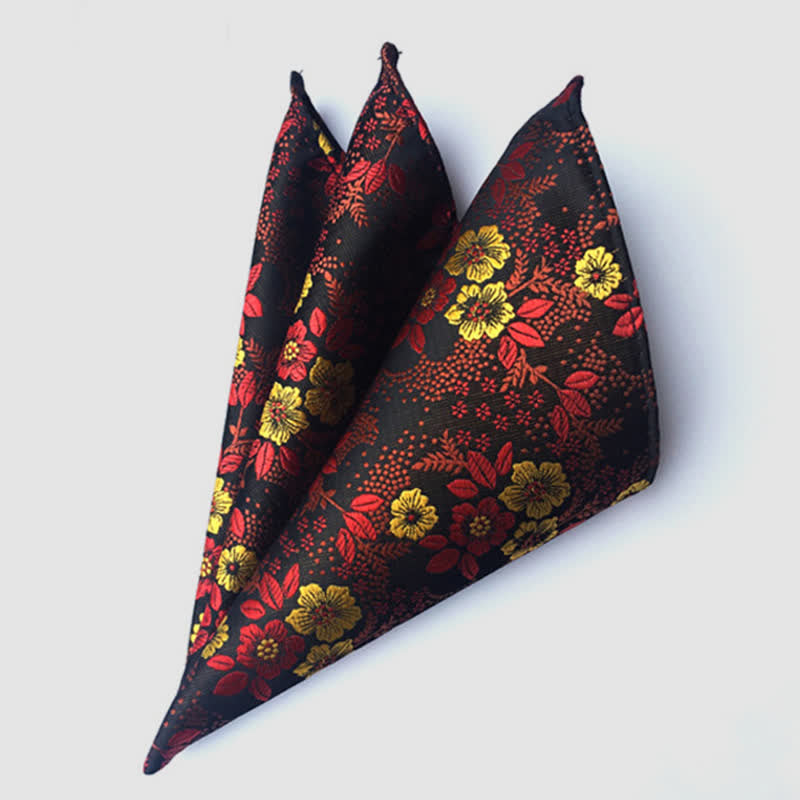 Fazzoletto da taschino da uomo con fiori Paisley colorati - Nero - image 7