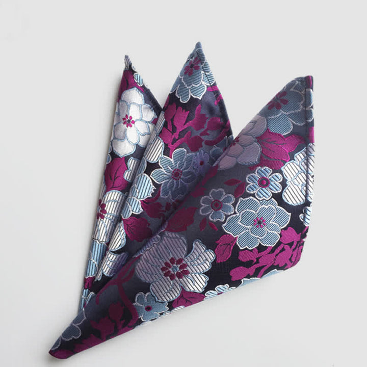 Fazzoletto da taschino da uomo con fiori Paisley colorati - Viola e grigio - image 14