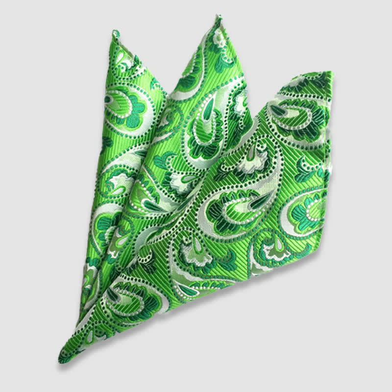 Fazzoletto da taschino da uomo con fiori Paisley colorati - Lime - image 15