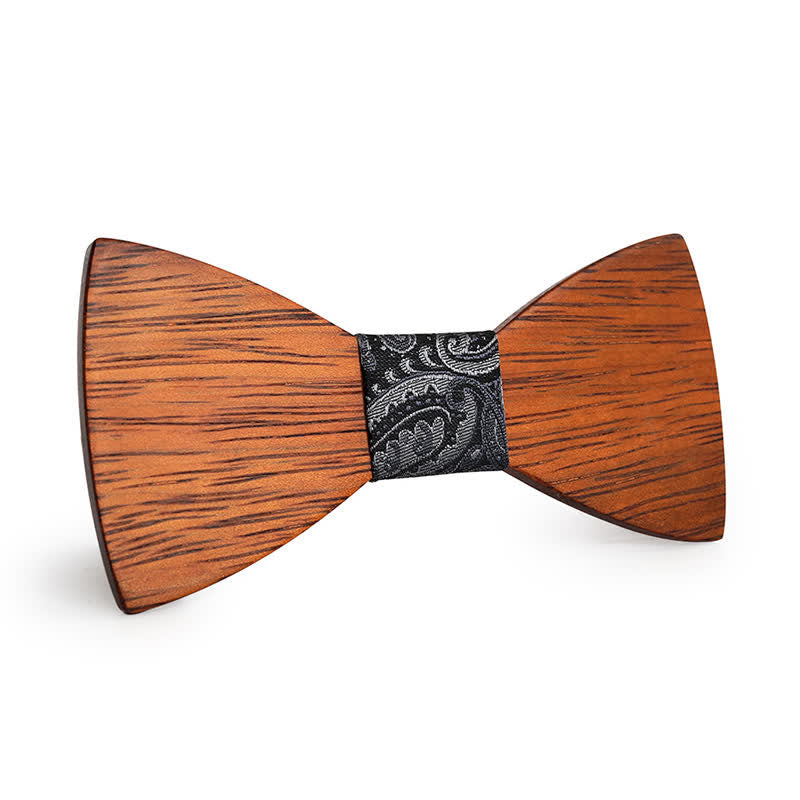 Papillon in legno di bambù fatto a mano da uomo - Paisley grigio - image 11