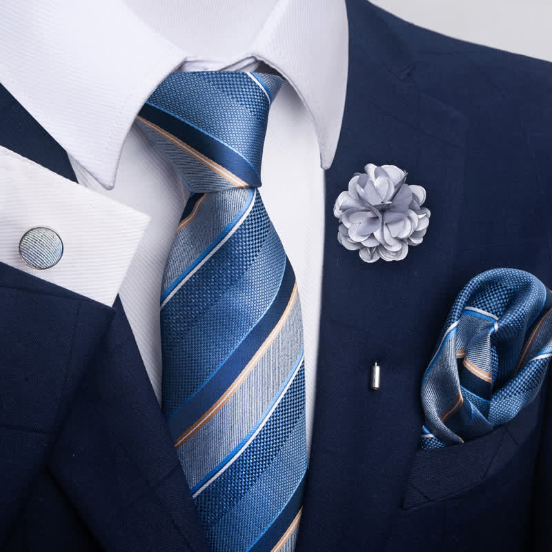 Set di 4 fazzoletti da taschino formali classici da uomo - Stile n. 5 - image 8