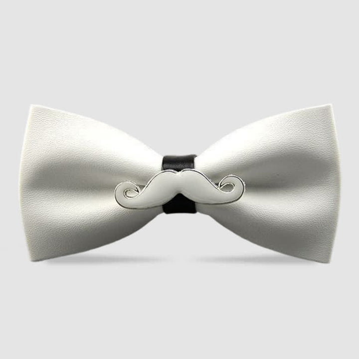 Papillon in pelle con baffi in metallo da uomo - Bianco #2 - image 13