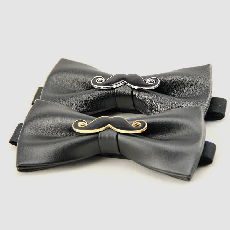Papillon in pelle con baffi in metallo da uomo - image 1