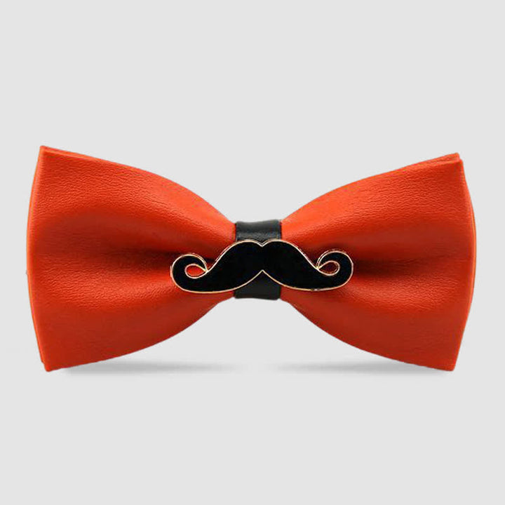 Papillon in pelle con baffi in metallo da uomo - Rosso - image 7