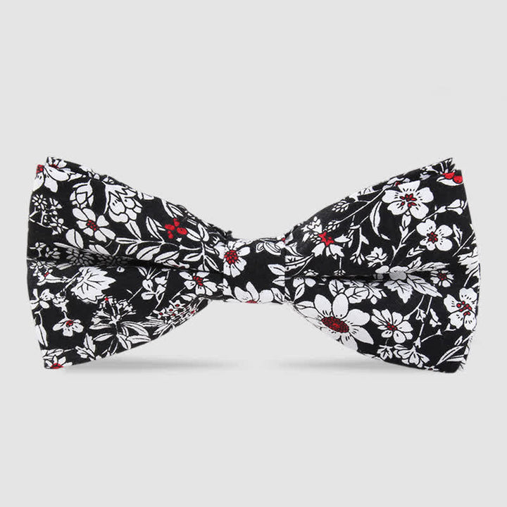 Papillon da uomo in cotone con stampa floreale Forest - Bianco e nero - image 8