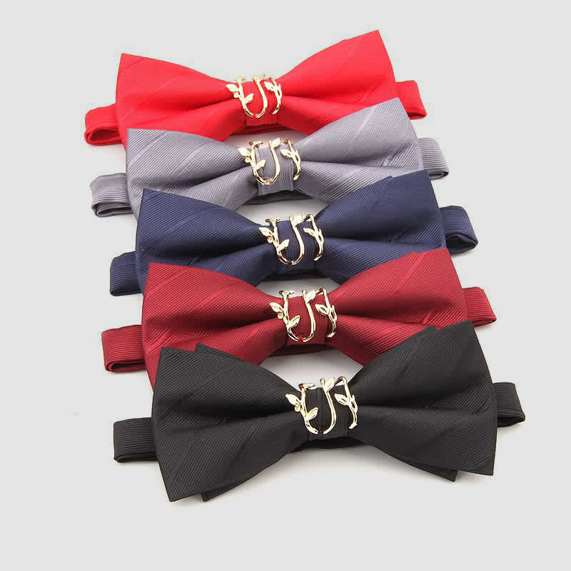 Papillon da uomo in twill con foglia di vite dorata di lusso - image 1
