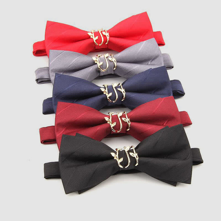 Papillon da uomo in twill con foglia di vite dorata di lusso - image 1