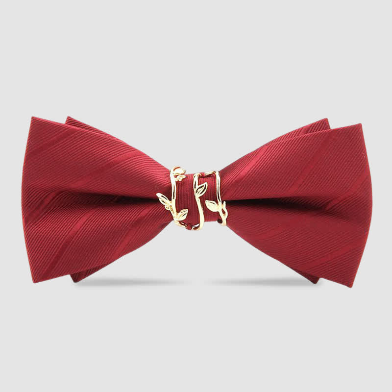 Papillon da uomo in twill con foglia di vite dorata di lusso - Borgogna - image 4