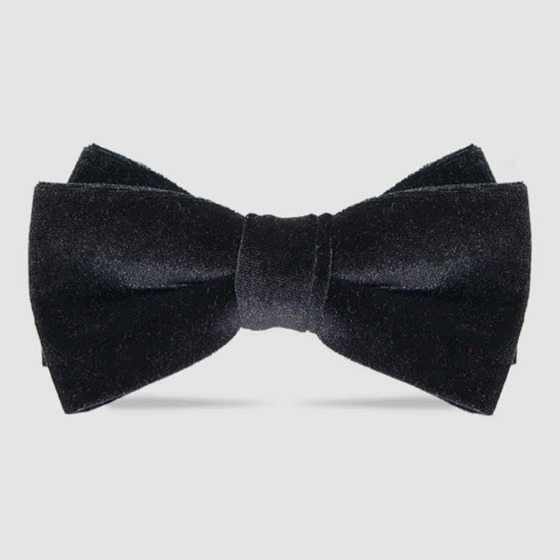 Papillon di velluto doppio strato di lusso da uomo - Nero - image 0