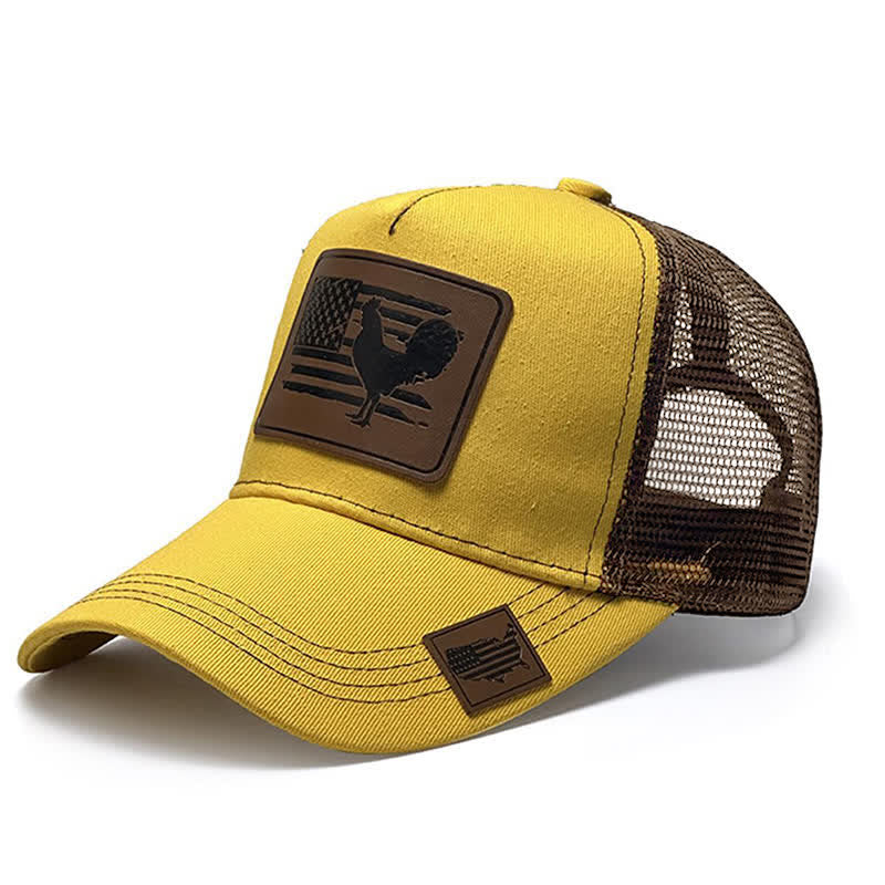 Cappello da camionista regolabile da uomo con scritta "Farm Cock And Flag" - Giallo - Regolabile (21 1/4"- 22 7/8") - image 6