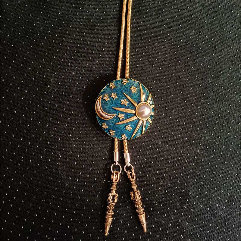 Cravatta Bolo Vintage Sole e Luna con Perla - #04 - image 3