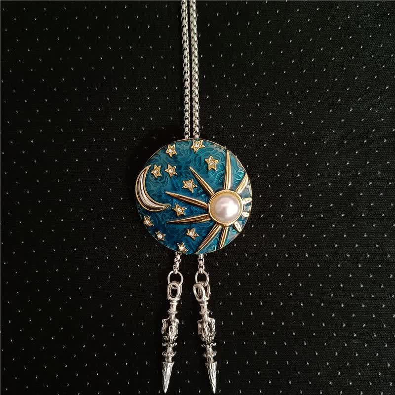 Cravatta Bolo Vintage Sole e Luna con Perla - #03 - image 2