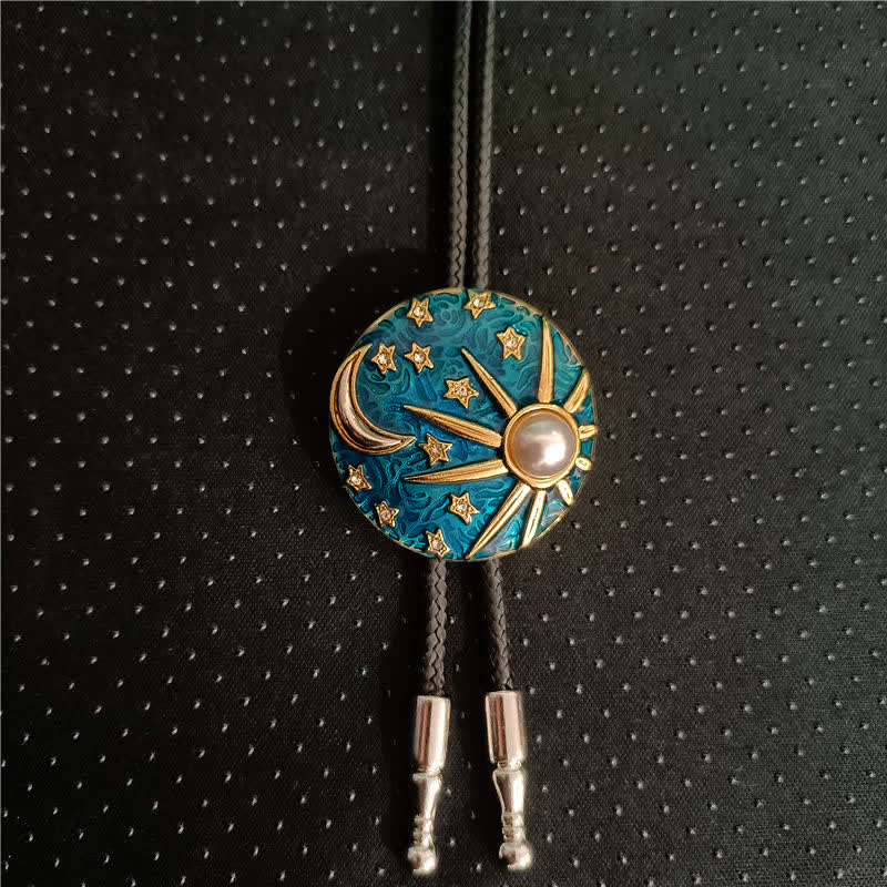 Cravatta Bolo Vintage Sole e Luna con Perla - #02 - image 1