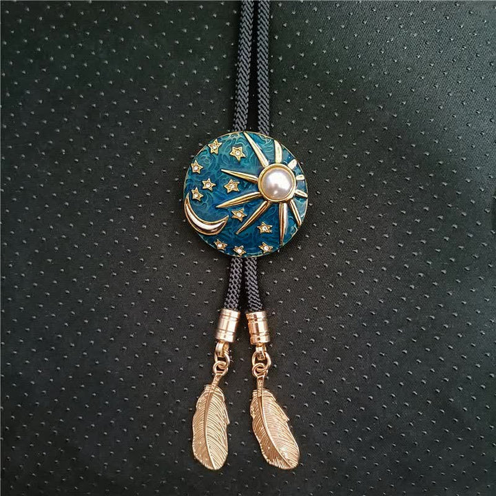 Cravatta Bolo Vintage Sole e Luna con Perla - #01 - image 0