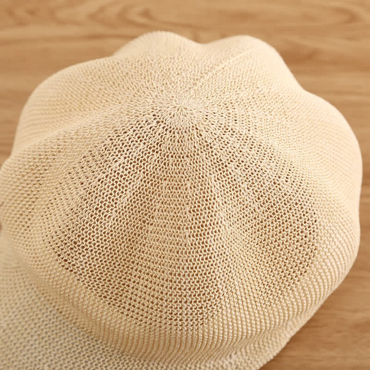 Cappello da spiaggia in paglia intrecciata color terra da donna - image 3