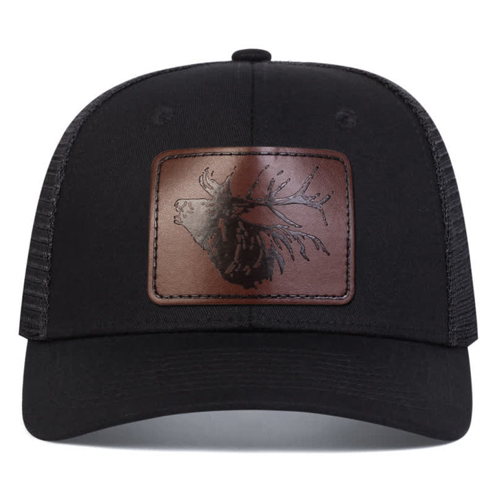 Cappello da camionista con etichetta in pelle con grande testa di cervo - image 2