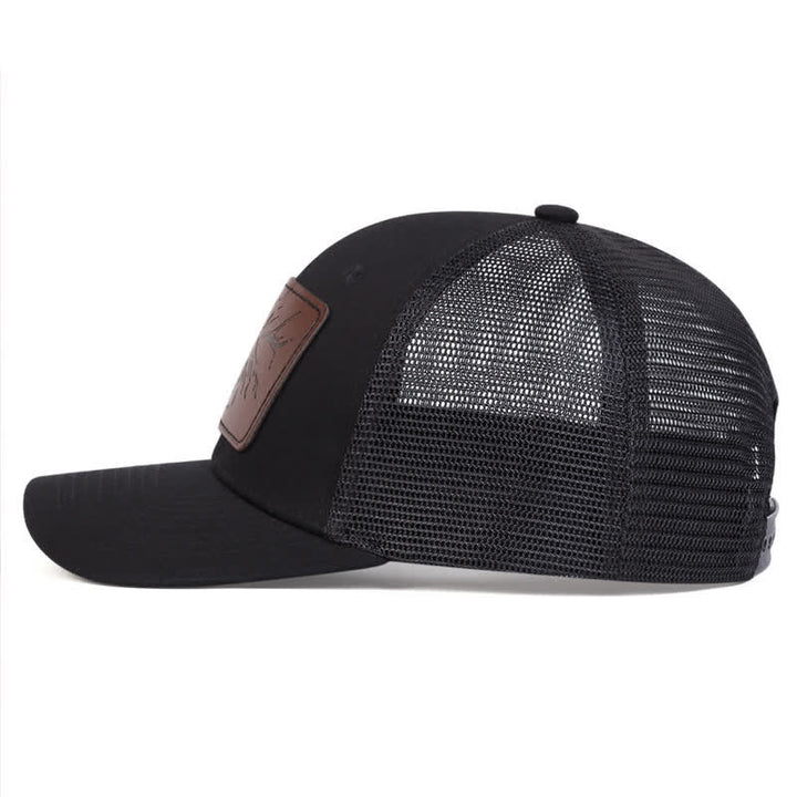 Cappello da camionista con etichetta in pelle con grande testa di cervo - image 3