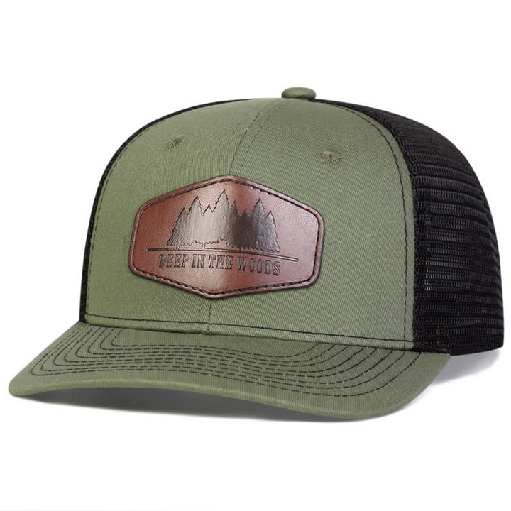 Cappello da camionista con etichetta in pelle "Deep In The Woods" - Verde militare - Regolabile (circa 22"-23 5/8") - image 7