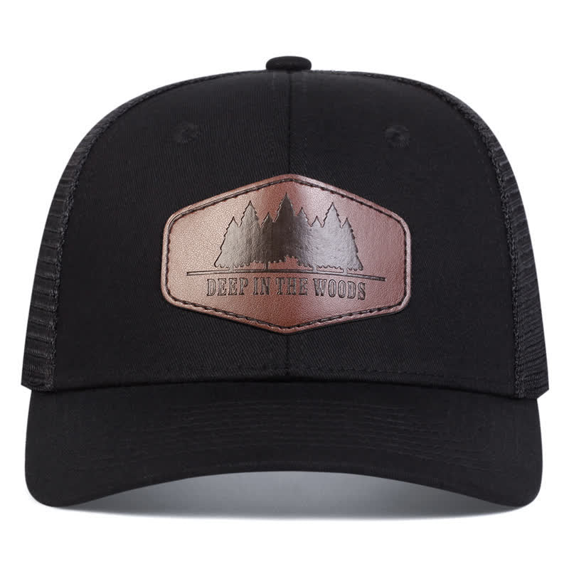 Cappello da camionista con etichetta in pelle "Deep In The Woods" - image 2