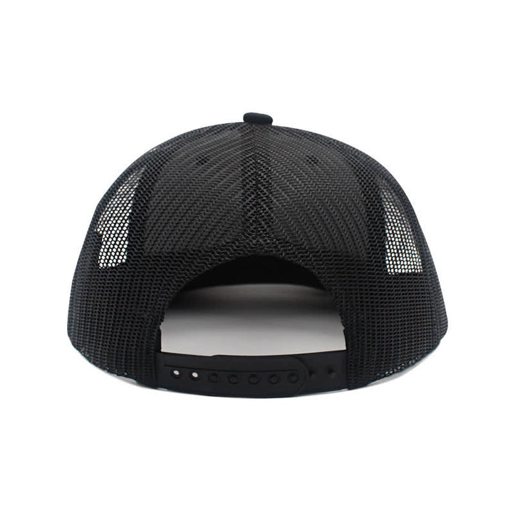 Cappello da camionista con etichetta in pelle marrone e motivo a lettere - image 5