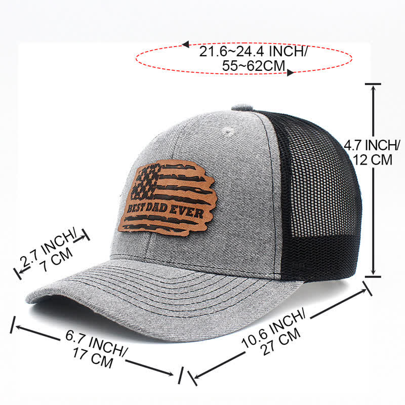 Cappello da camionista con toppa in pelle e bandiera USA "Best Dad Ever" - image 10
