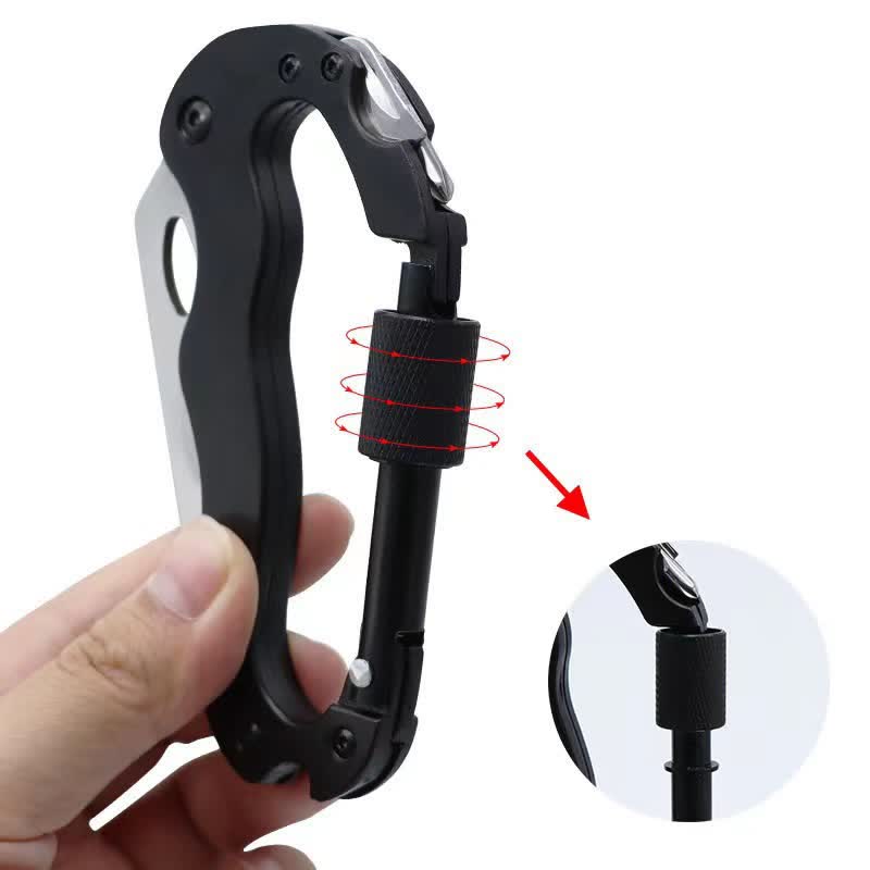 Coltello pieghevole multiuso 5 in 1 con moschettone e fibbia a forma di D - image 2