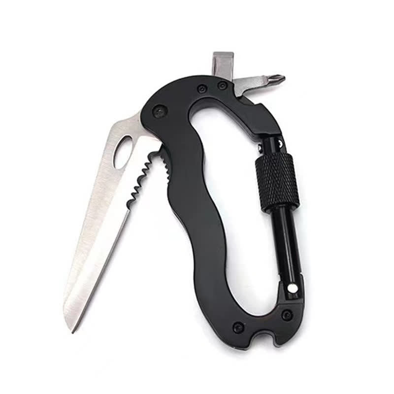 Coltello pieghevole multiuso 5 in 1 con moschettone e fibbia a forma di D - image 1