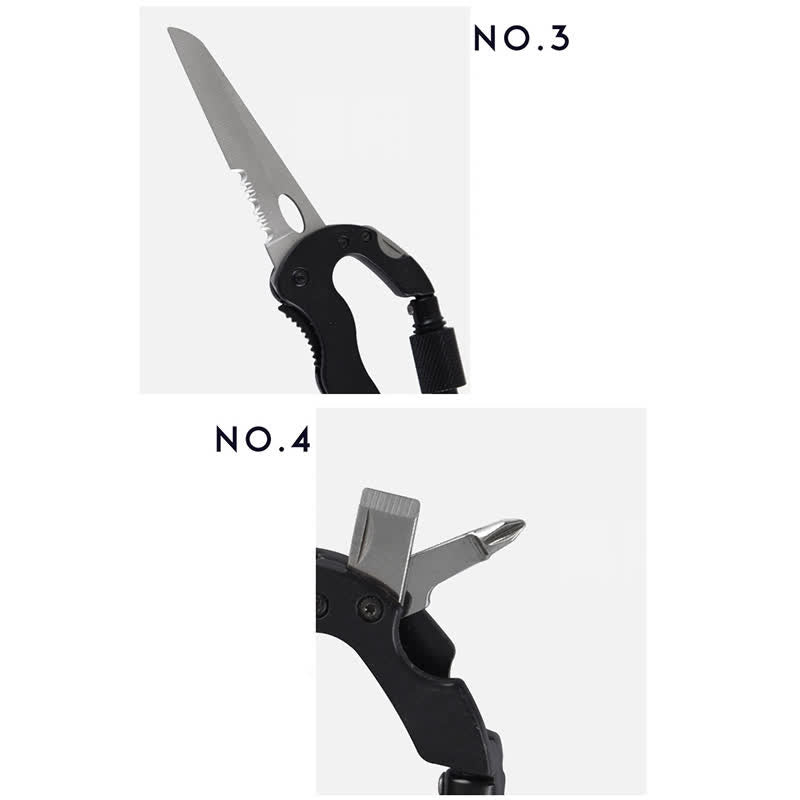 Coltello pieghevole multiuso 5 in 1 con moschettone e fibbia a forma di D - image 6