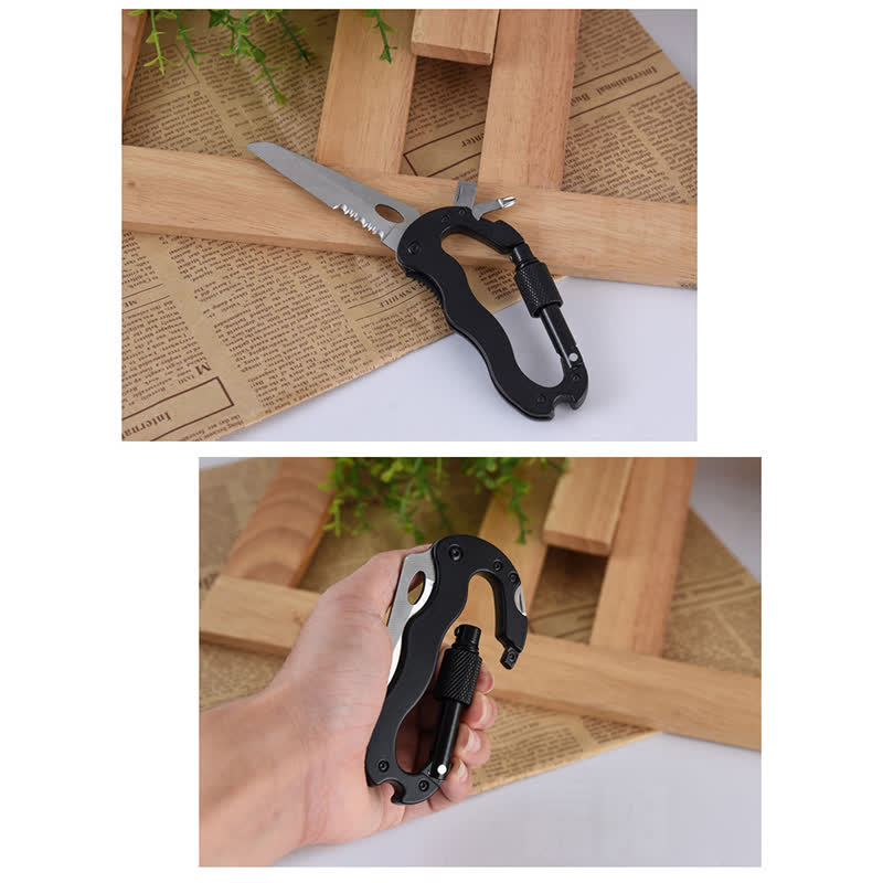 Coltello pieghevole multiuso 5 in 1 con moschettone e fibbia a forma di D - image 8