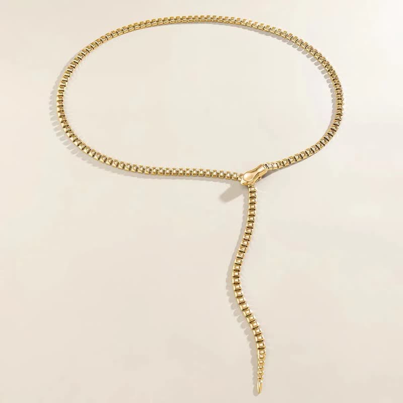 Cintura in metallo con catena a forma di serpente retrò da donna - image 3